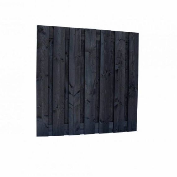Douglas fijnbez plankenscherm 15-pl 19 mm, 180 x 180 cm, zwart gedompeld.