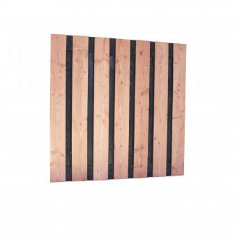 Douglas fijnbez plankenscherm met zwarte binnenkant, 15-planks 19 mm, 180 x 180 cm, zwart/onbeha