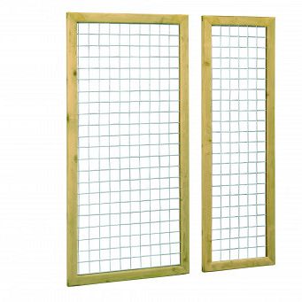 # Grenen betonijzertrellis, 60 x 180 cm, met maas 7,5 x 7,5 cm, in raamwerk 4,4 x 6,8 cm, groen geïm