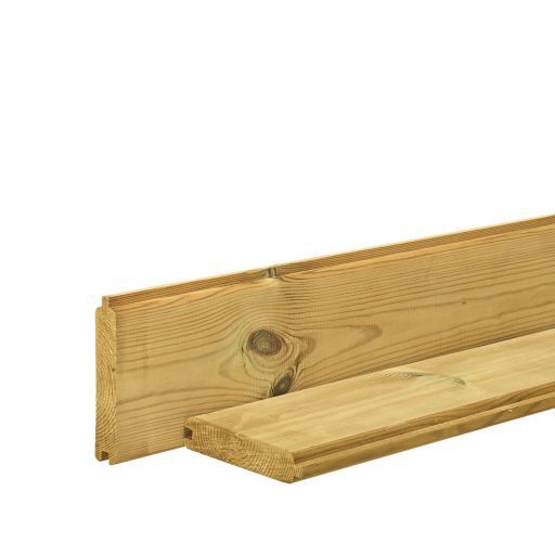 Grenen blokhutplank 2,8 x 14,5 x 300 cm, groen geimpregneerd.