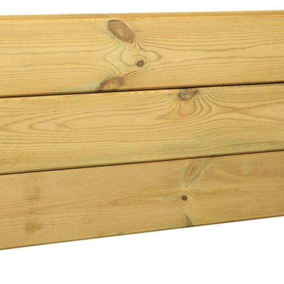 Grenen blokhutplank 2,8 x 14,5 x 300 cm, groen geimpregneerd.