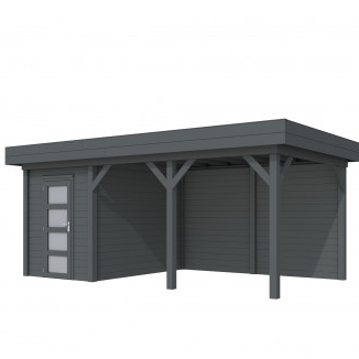 Vuren Topvision Kiekendief, 200 x 300 en luifel 400 cm, antraciet gespoten.