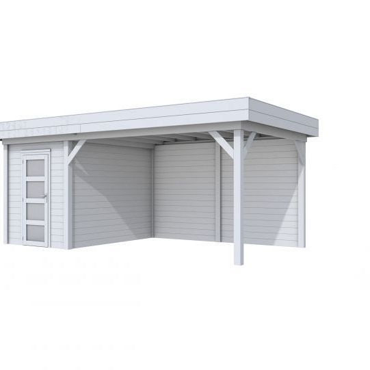 Vuren Topvision Kiekendief, 200 x 300 en luifel 400 cm, lichtgrijs gespoten.