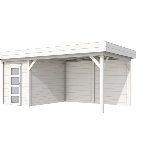 Vuren Topvision Kiekendief, 200 x 300 en luifel 400 cm, wit gespoten.