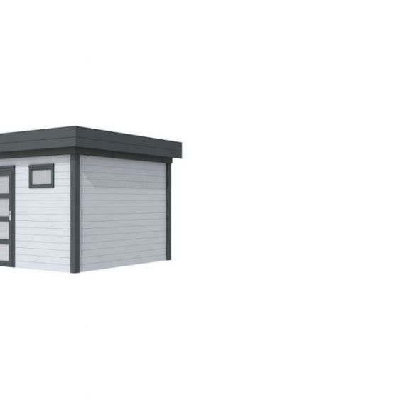 Vuren Topvision Tapuit, 300 x 300 cm, wanden antraciet en basis lichtgrijs.