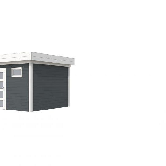 Vuren Topvision Tapuit, 300 x 300 cm, wanden antraciet en basis wit.