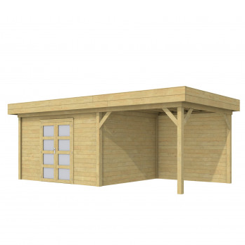Vuren Topvision Parelhoen, 400 x 300 en luifel 300 cm, groen geïmpregneerd.