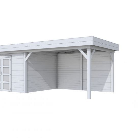 Vuren Topvision Parelhoen, 400 x 300 en luifel 400 cm, lichtgrijs gespoten.