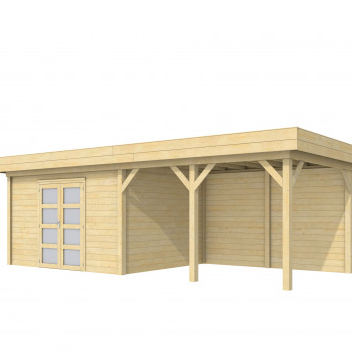 Vuren Topvision Parelhoen, 400 x 300 en luifel 400 cm, onbehandeld.