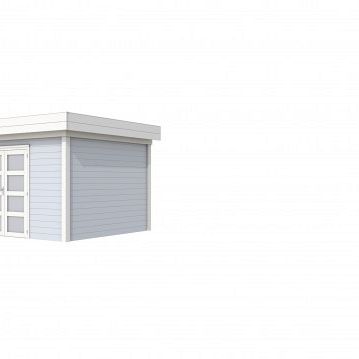 Vuren Topvision Parelhoen, 400 x 300 cm, wanden lichtgrijs en basis wit.