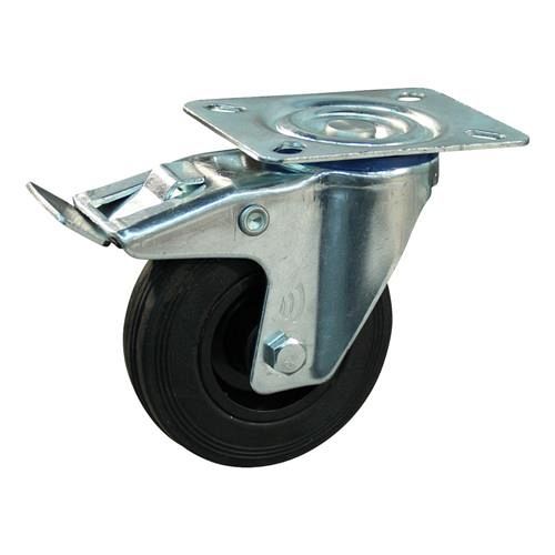 * Zwenkwiel  100mm +rem  85x105 rubber ks gl