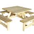Picknicktafel Vierkant, 40 mm dik, bladmaat 115 x 115 cm.