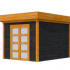 Douglas Topvision Roek, 298 x 298 cm, wanden zwart geïmpregneerd en basis transparant gespoten.
