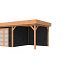 Douglas Topvision Roek, 298 x 298 en luifel 300 cm, wanden zwart geïmpregneerd en basis onbehandeld.