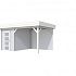 Vuren Topvision Kiekendief, 200 x 300 en luifel 300 cm, wanden lichtgrijs en basis wit.
