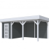 Vuren Topvision Kiekendief, 200 x 300 en luifel 400 cm, wanden antraciet en basis lichtgrijs.