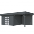 Vuren Topvision Parelhoen, 400 x 300 en luifel 300 cm, antraciet gespoten.