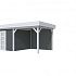 Vuren Topvision Parelhoen, 400 x 300 en luifel 300 cm, wanden antraciet en basis lichtgrijs.